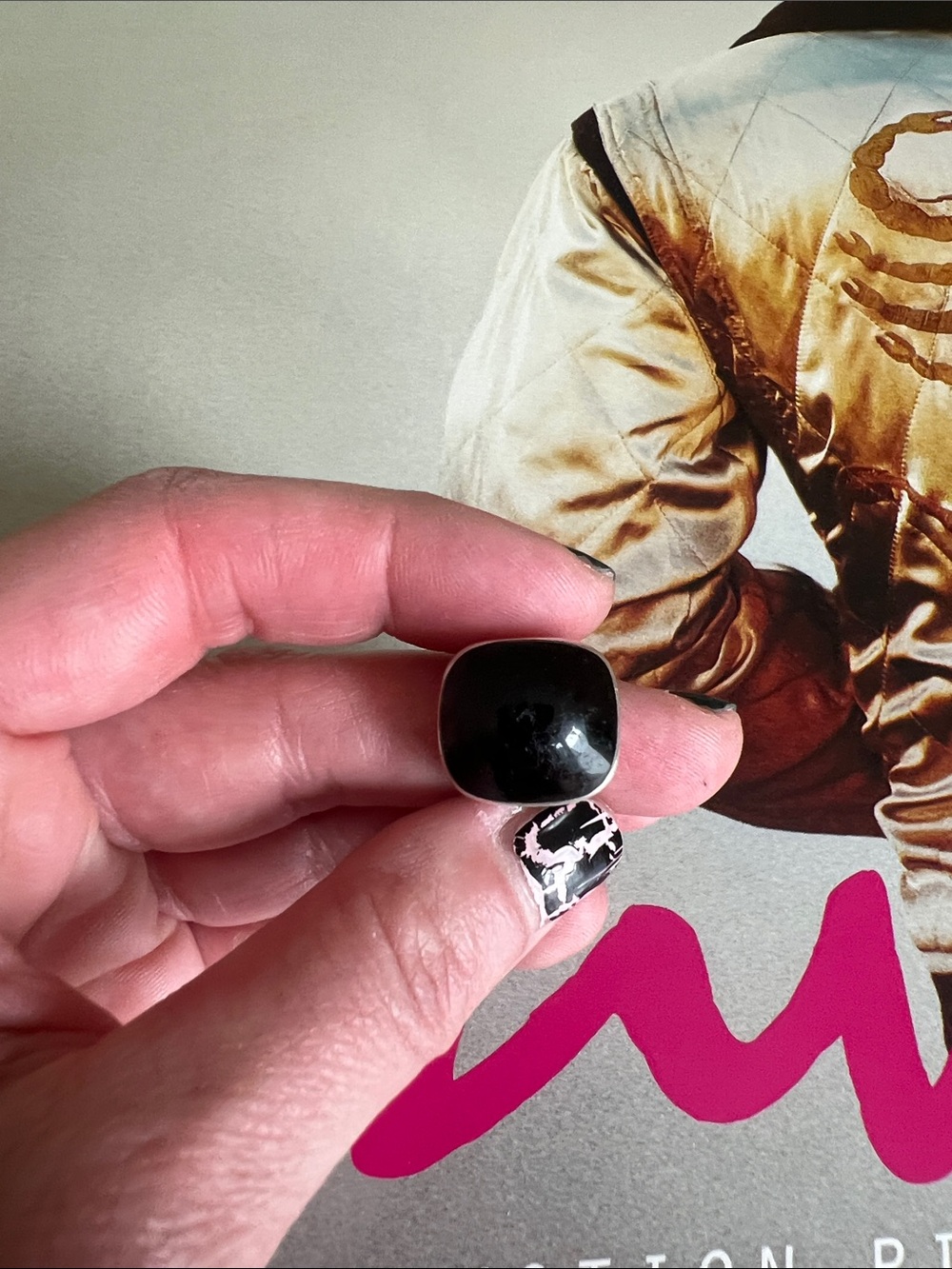 Sterling silver 925 ring with square smooth Onyx stone size 5 - Picture 2 of 7